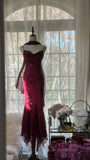 Elegant Mermaid Spaghetti Straps Burgundy Chiffon Prom Dresses Inspiration Trending Evening Gowns Formal Party Prom Dress HZ0311