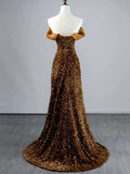 Modest A line Off The Shoulder Sequins College Formal Outfit Long Prom Graduation Dresses For Teens HZ0311
