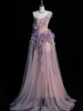 Modest A line One Shoulder Pink Sleeveless Prom Dresses Inspiration Party Gowns Princess Formal Dress HZ0311