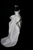 Plain Wedding Dresses Sheath Sweetheart Satin Pleated Brides Dress Fitted Long Bridal Gowns HZ0311