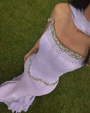 Modest Senior Prom Dresses High Schools Inspiration Mermaid Strapless Lilac Chiffon With Scarf Semi Formal Grad Long Prom Dress For Teens HZ0311