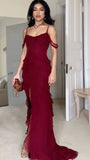 Burgundy Chiffon Evening Prom Dresses, Party Dance Dress HZ0311