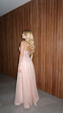 Spaghetti Straps Pink Tulle Corset Fitted Back A line Long Formal Party Dress For Teens Prom Dresses HZ0311