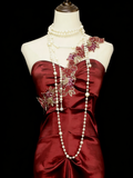 Vintage Fashion Night Aesthetic Mermaid One Shoulder Burgundy 80s 70s 90s College Formal Outfit Long Prom Graduation Dresses HZ0311