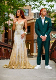 Classy Mermaid Spaghetti Straps Gold Sequin Inspo For Black Women Girls Formal Party Gowns Long Prom Dresses HZ0311