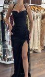 Modest Mermaid Halter Black Lace Split Prom Dresses Inspo For Teens Formal Dress Party Outfits Prom Gowns HZ0311