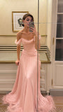 Elegant Off The Shoulder Pink Evening Prom Dresses Chiffon Pleated Party Dress Formal Dress HZ0311