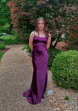 Classy Mermaid Spaghetti Strap Grape Satin Prom Dresses Inspo For Teens Formal Dress Party Outfits Prom Gowns HZ0311