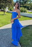 Charming Mermaid Spaghetti Straps Yellow Long Prom Dress with Ruffles Birthday Outfits HZ0311