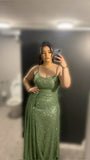 Modest Mermaid Spaghetti Straps Green Sequin Prom Dresses Inspo For Teens Formal Dress Party Outfits Prom Gowns HZ0311