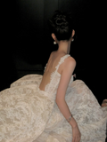 Shimmer Mermaid Square Neck White Lace Wedding Dress With Train Fairytale Brides Gown Wedding Dresses HZ0311