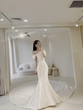 Women¡¯s Strapless Mermaid Bridal Wedding Dress With Pleated Floor Length Brides Gown for Bride HZ0311