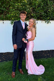 V-neck Blue Pleated Mermaid Long Party Dress with Keyhole Prom Dresses HZ0311