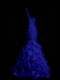 Vintage Mermaid One Shoulder Royal Blue With Tiered Layers College Formal Outfit Long Prom Graduation Dresses For Teens HZ0311
