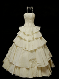 Vintage Night Aesthetic Ball Gown Strapless Ivory Satin 90s 80s College Formal Sweet 16 Outfit Long Prom Dresses For Teens HZ0311