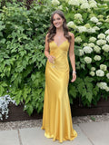 Blue Mermaid V-neck Beaded Back Tie Long Prom Dress Party Dresses For Women HZ0311