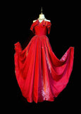 Vintage A Line Strapless Red Satin Senior Prom Dresses High School Long Formal Dress HZ0311