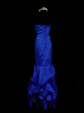 Modest Night Aesthetic Mermaid Strapless Royal Blue College Formal Outfit Long Prom Graduation Dresses For Teens HZ0311
