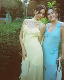 Modest A Line Spaghetti Strap Yellow Chiffon Prom Dresses With Scarf Inspo Formal Dress Party Outfits Prom Gowns HZ0311
