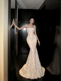 Shimmer Mermaid Square Neck White Lace Wedding Dress With Train Fairytale Brides Gown Wedding Dresses HZ0311