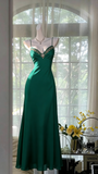 Classy A Line Spaghetti Strap Green Senior Prom dresses High School Long Formal Dresses HZ0311