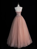 Beautiful Ball Gown Spaghetti Strap Pink Tulle Long Prom Dresses Inspiration Evening Gowns Formal Prom Dress HZ0311