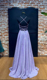 Sparkly A line Spaghetti Strap Lilac Sequin Long Prom Dresses Senior Graduation Dance Evening Outfits HZ0311