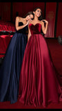 Simple A line Sweetheart Satin Long Formal Gowns Evening Maxi Prom Dress Bodycon For Women Party Outfits HZ0311