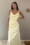 Sheath Spaghetti Straps Satin Long Prom Dresses With Pearls For Women HZ0311