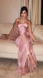 Gradient V-Neck Strapless Sleeveless Long Mermaid Prom Dress With Pleated And Ruffles Formal Dresses HZ0311