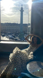 Sweetheart Black Polka Dots Chiffon Prom Dresses With Pleated And Ruffles Formal Dresses HZ0311