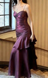Elegant And Chic Asymmetrical Ruffle Cami Dresses Fashion Women Plain Party Prom Evening Modest Birthday Wedding Guest Dress HZ0311