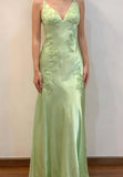 Pretty Mermaid V Neckline Green Satin Backless Evening Dress Prom Dresses With Beads HZ0311