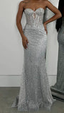 Sparkly Mermaid Strapless Sequin Long Prom Dress,Party Dress,Formal Evening Dress HZ0311
