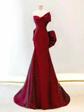 Sexy Special Occasion Dress Mermaid Sweetheart Red Prom Dresses With Pleated Party Dress Long Evening Dresses HZ0311