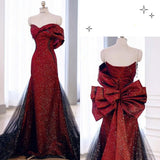Sexy Special Occasion Dress Mermaid Sweetheart Red Black Tulle Prom Dresses With Pleated Party Dress Long Evening Dresses HZ0311