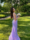 Modest Mermaid Sequin Lilac Prom Dresses Inspo For Teens Formal Dress Party Outfits Prom Gowns HZ0311