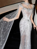 Luxurious Mermaid Evening Dress Strapless Gold Sequins Prom Dress Long Party Dress 19th Birthday Outfits HZ0311