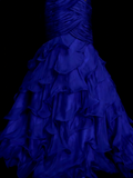 Vintage Mermaid One Shoulder Royal Blue With Tiered Layers College Formal Outfit Long Prom Graduation Dresses For Teens HZ0311