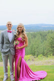 Modest Mermaid Spaghetti Straps Pink Satin Slit Prom Dresses Inspo For Teens Formal Dress Party Outfits Prom Gowns HZ0311