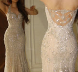 Sparkling Mermaid Halter Champagne Sequins Long Prom Dresses For High School People Girls Formal Evening Party Gown HZ0311
