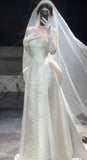 Wedding Gowns Dresses Elegant Modest for Bride Sheath Strapless With Lace Petite/Plus Size Bridal Gowns For Women's Wedding HZ0311
