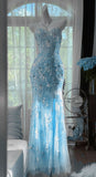Mermaid Coral Formal Dresses Tulle Sequin Sweetheart Neck Long Prom Dresses Coral Evening Dresses HZ0311
