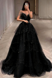 Gorgeous Blue Sparkly Tulle Beaded Prom Dress, Tiered Formal Gown with Rhinestone Party Gowns HZ0311
