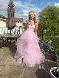 Ball Gown Light Pink Layered Tulle Stunning Prom Dress Birthday Gowns HZ0311