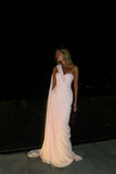 Sexy Mermaid Women's Evening Dresses Sleeveless Prom Gowns Customized One Shoulder Backless Applique HZ0311