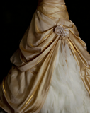 Vintage Ball Gown Strapless Gold Sweet 16 Dresses Quinceanera Dress With 3D Flowers Long 15 Vestidos De Fiesta HZ0311