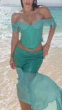Classy Mermaid 2 Pieces Chiffon Blue Prom Dresses Inspo For Teens Formal Dress Party Outfits Prom Gowns HZ0311