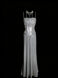 Simple A Line Spaghetti Strap Grey Senior 80s Prom Dresses High School Long Formal Dress HZ0311