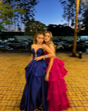 Graceful Ball Gown Sweetheart Hot Pink Sleeveless Pleated Prom Dress Formal Evening Dress Party Gowns HZ0311